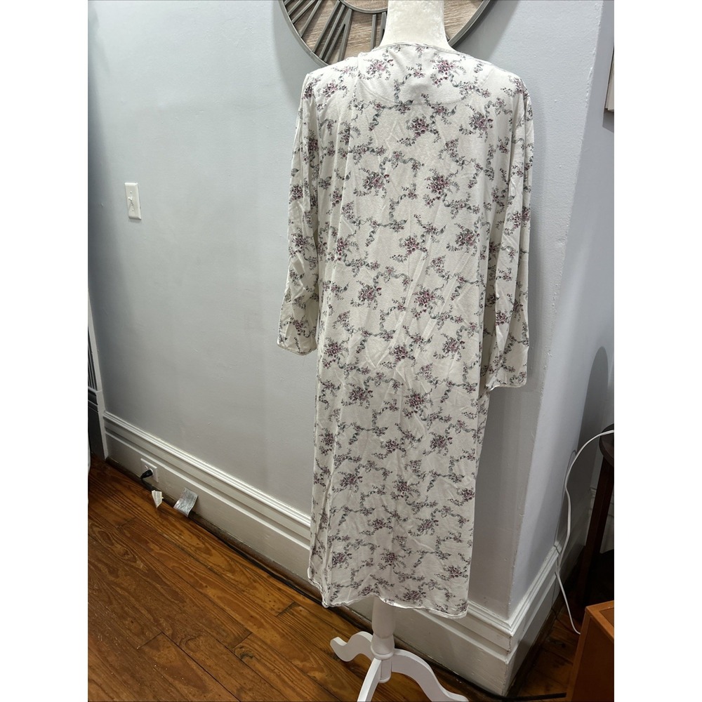 ARIA Night Gown Beige Floral Long Sleeve Soft Cozy Size XL Vintage - Picture 8 of 11
